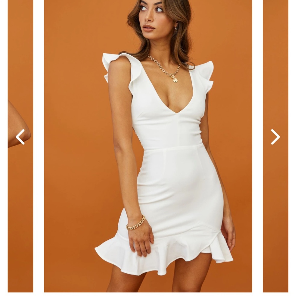 TAKE NOTE FRILL DRESS WHITE